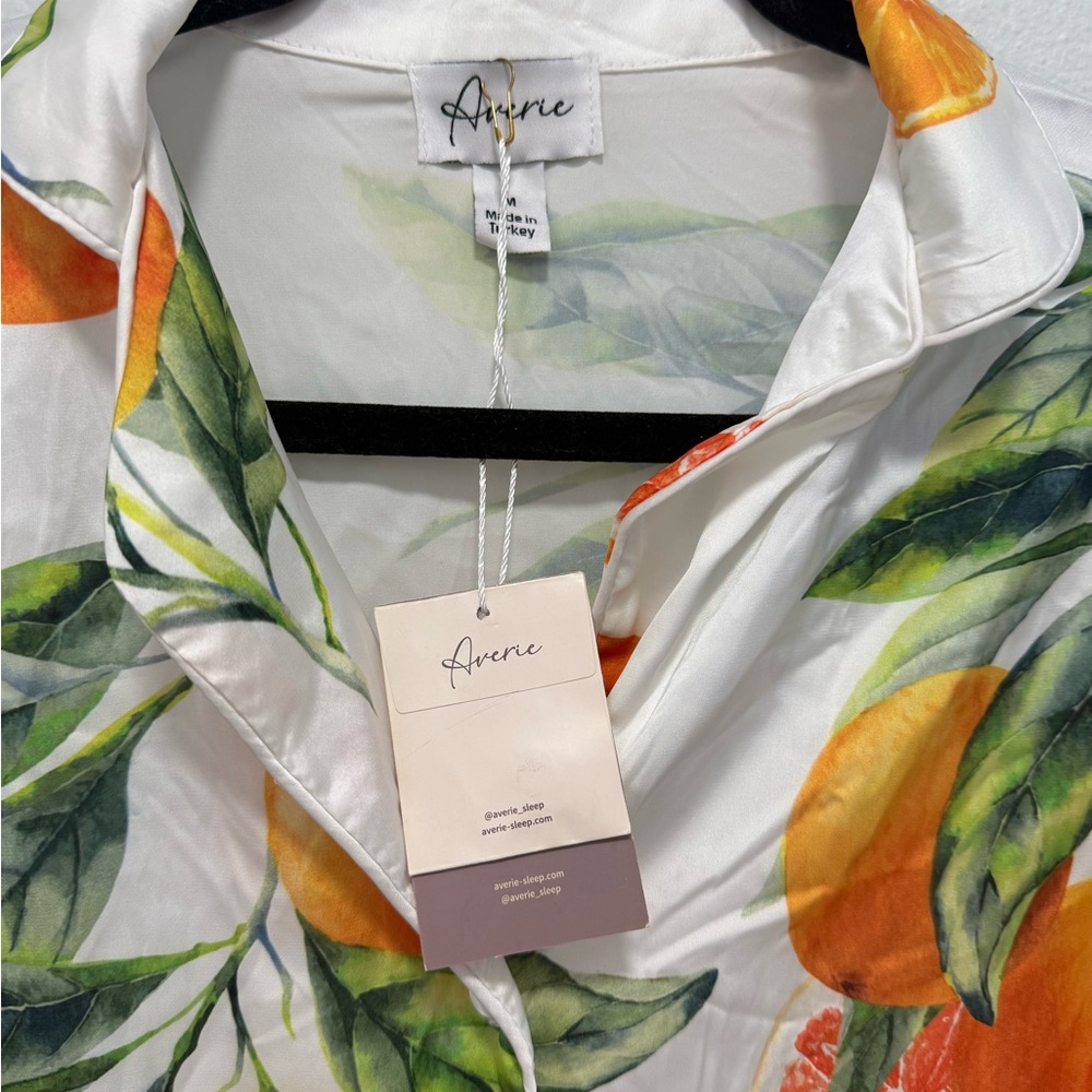 Averie Citrus Print Button Down Pajama Shirt Size Medium - Picture 2 of 4